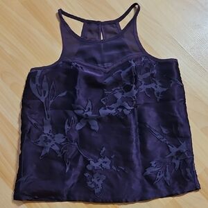 (3/$10) American Eagle Outfitters Purple Embellished Silky Tank Top